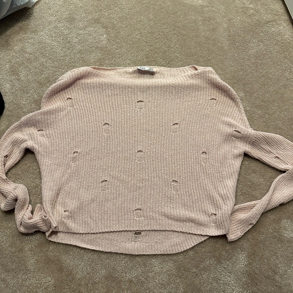 Pink distressed sweater